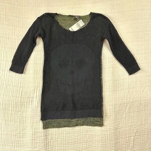 Daytrip Buckle women's open-stitch sweater with a skull design XS Y2K